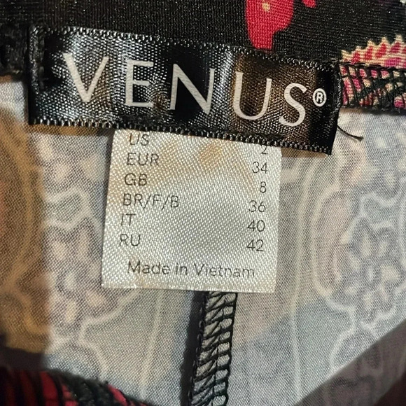 Venus Wide Leg Paisley Print Pant Stretchy Side zip Pink Multi Size XS Flowy - Picture 4 of 12